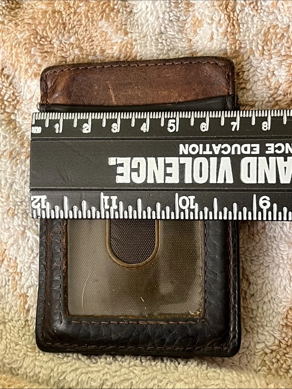 Ariat Dark Brown Leather Money Clip with Silver Shield Emblem